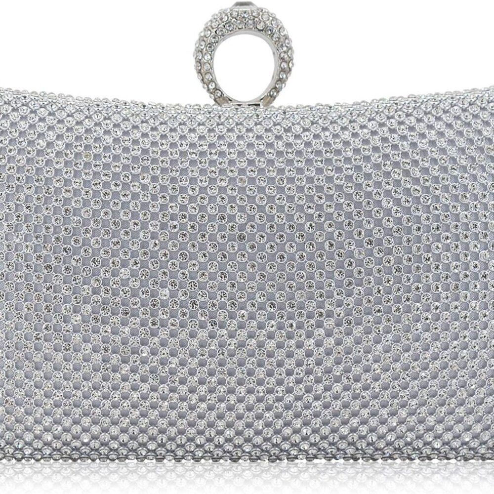Dexmay Rhinestone Clutch Purse with Crystal Clasp Evening Handbag for Bridal Wed